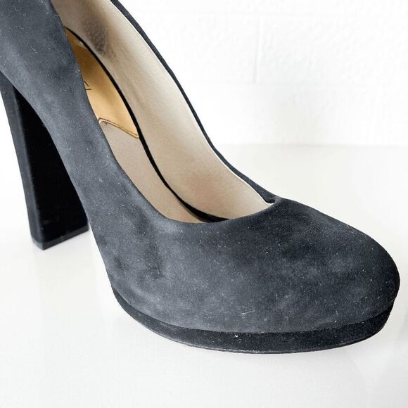 Michael Kors Womens Haven Suede Chunky Platform Heels Black 9M - Picture 8 of 9